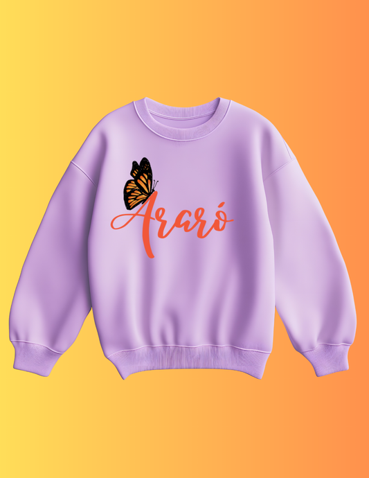 Pink Crewneck Sweatshirt Butterfly