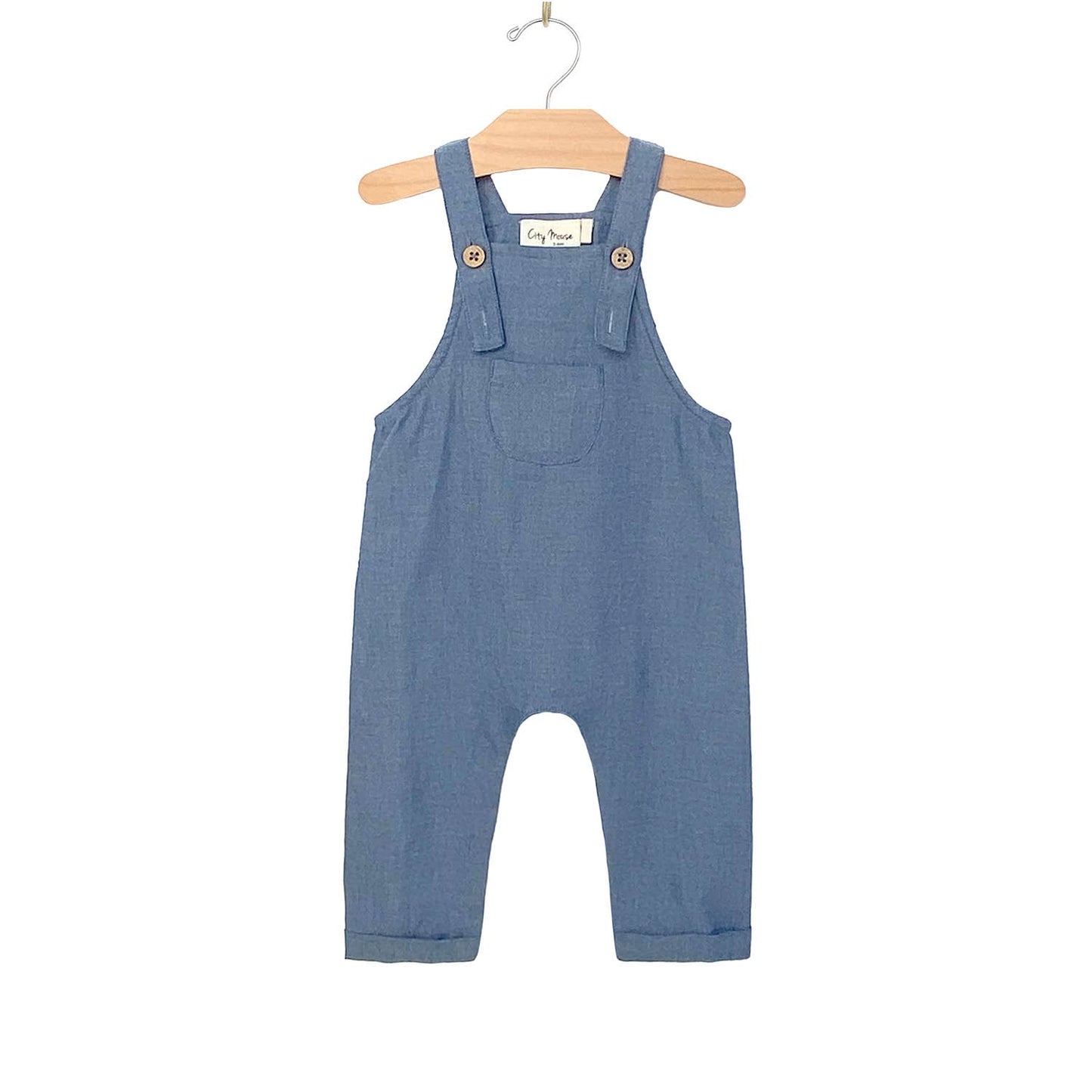 Long Overall- Chambray: 6-9m