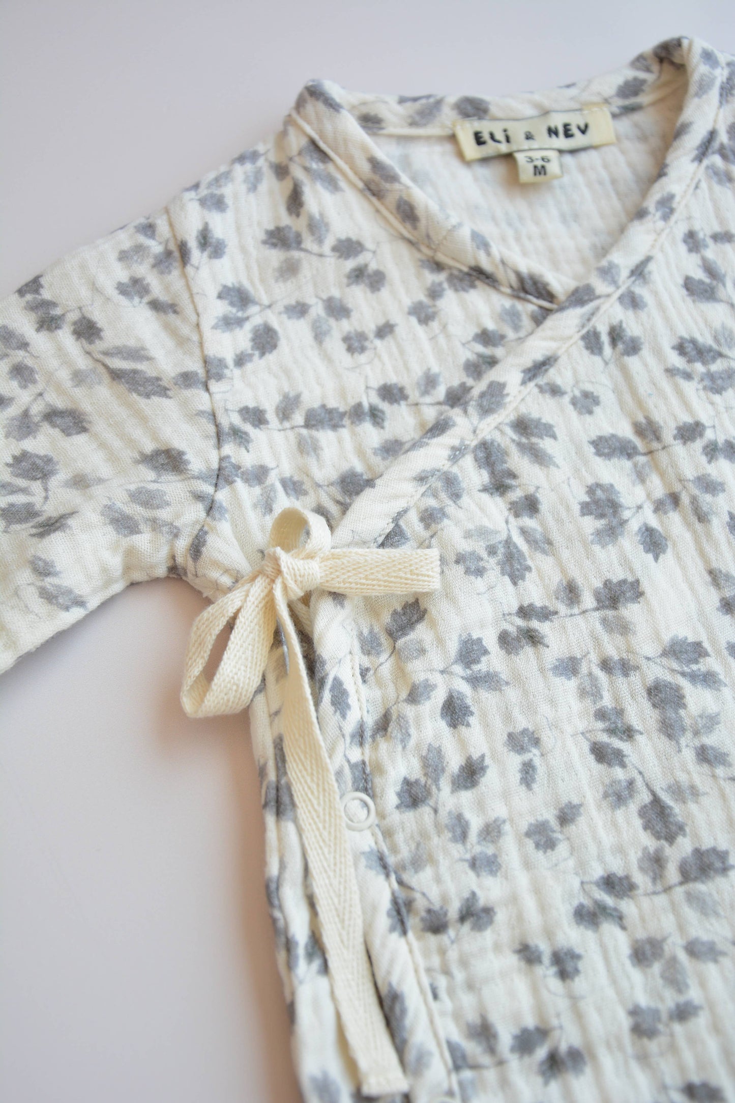 Baby bodysuit 100% cotton muslin - Leaves pattern - Christma: 12-18 months