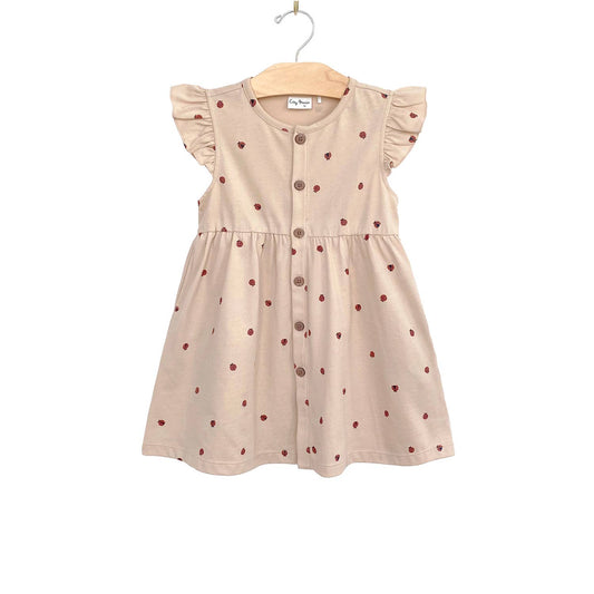 Button Up Dress- Ladybugs: 8Y