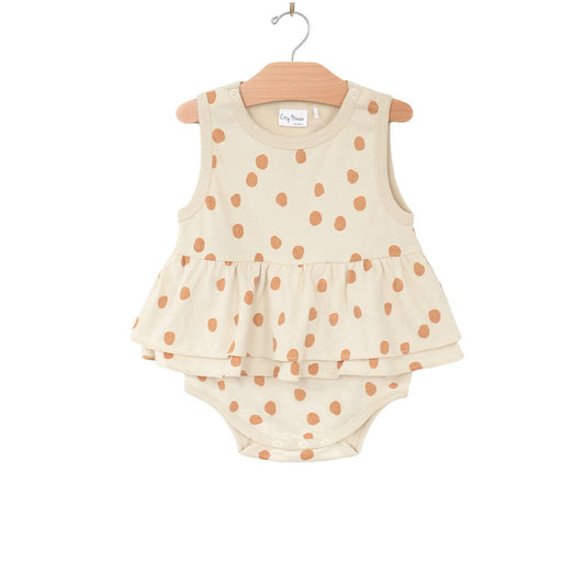 Skirted Tank Bodysuit- Dots- Saffron: 18-24m