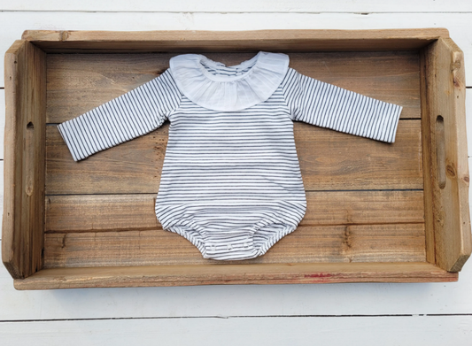 Mali Wear Baby Girl White Collar stripped top spring