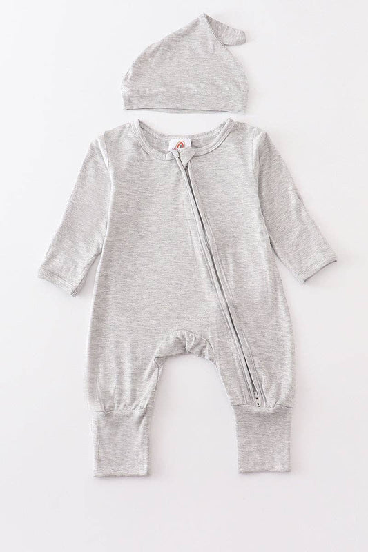 Sand bamboo zipper 2pc baby romper: NB