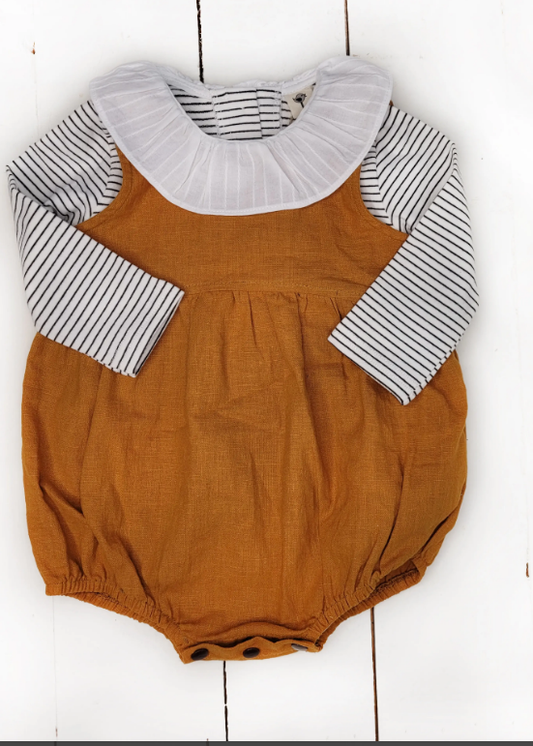 Mali Wear Baby Girl White Collar stripped top spring