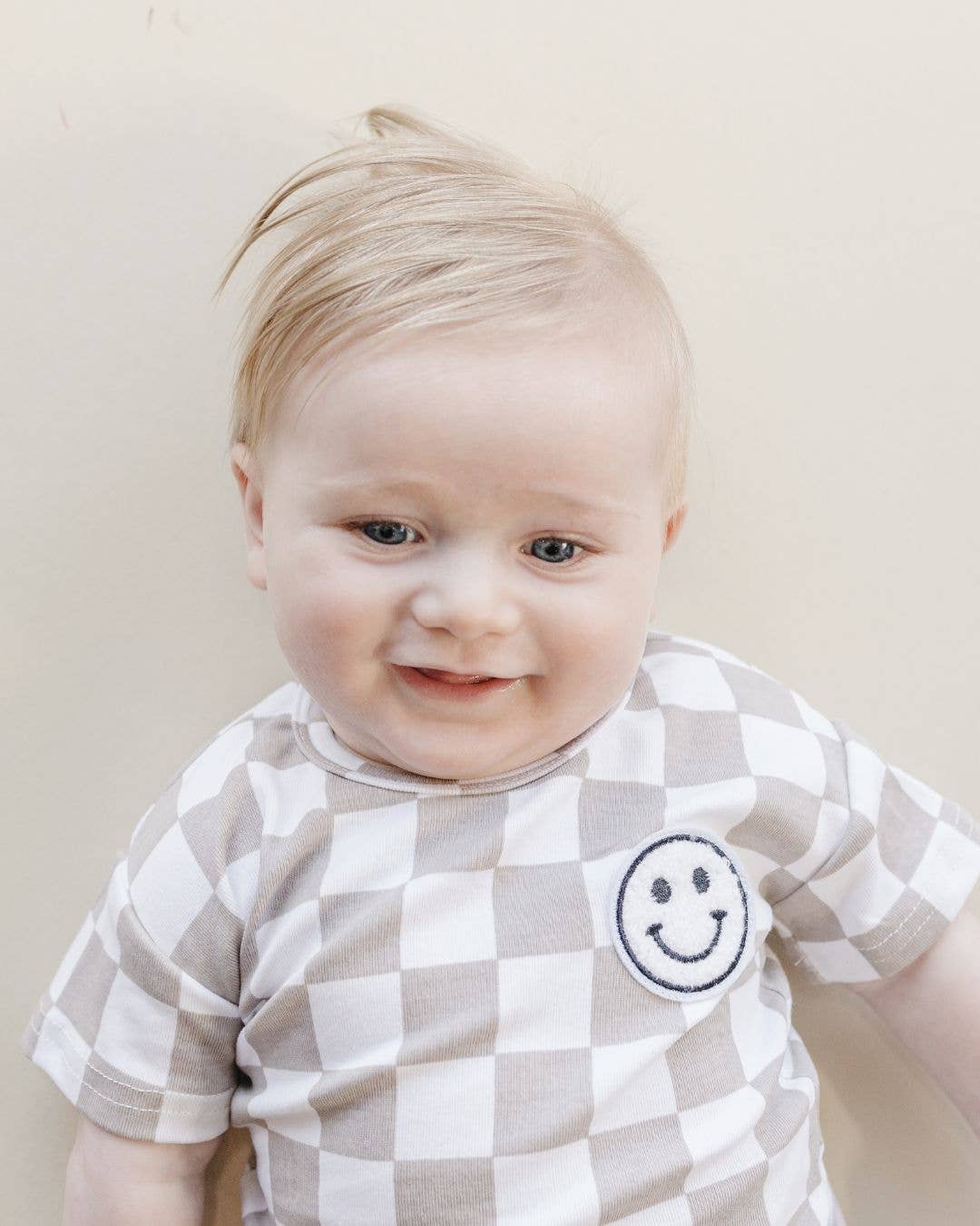 Checkered Shorts Set | Latte: 3T