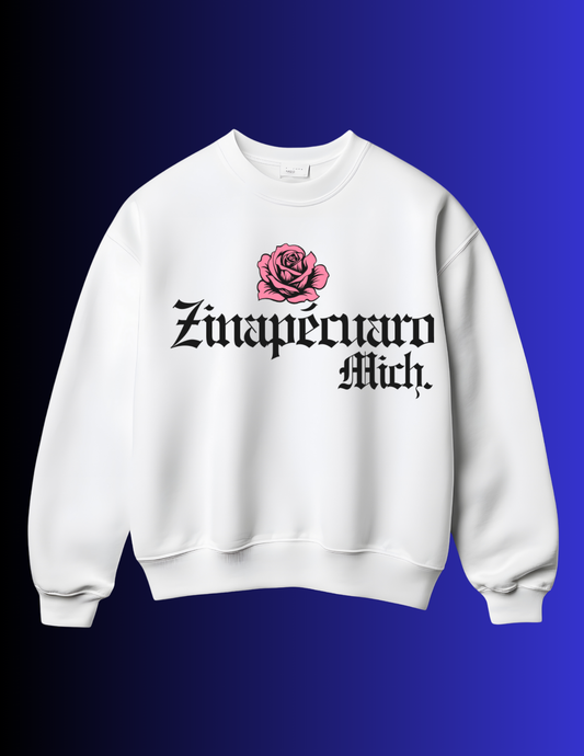 White Crewneck Sweatshirt Zinapecuaro Mich Old English
