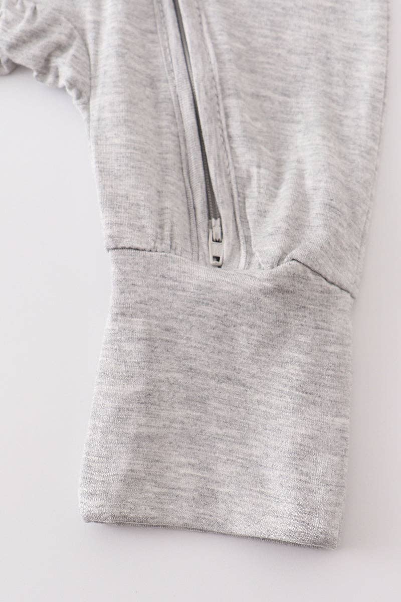 Sand bamboo zipper 2pc baby romper: 12M