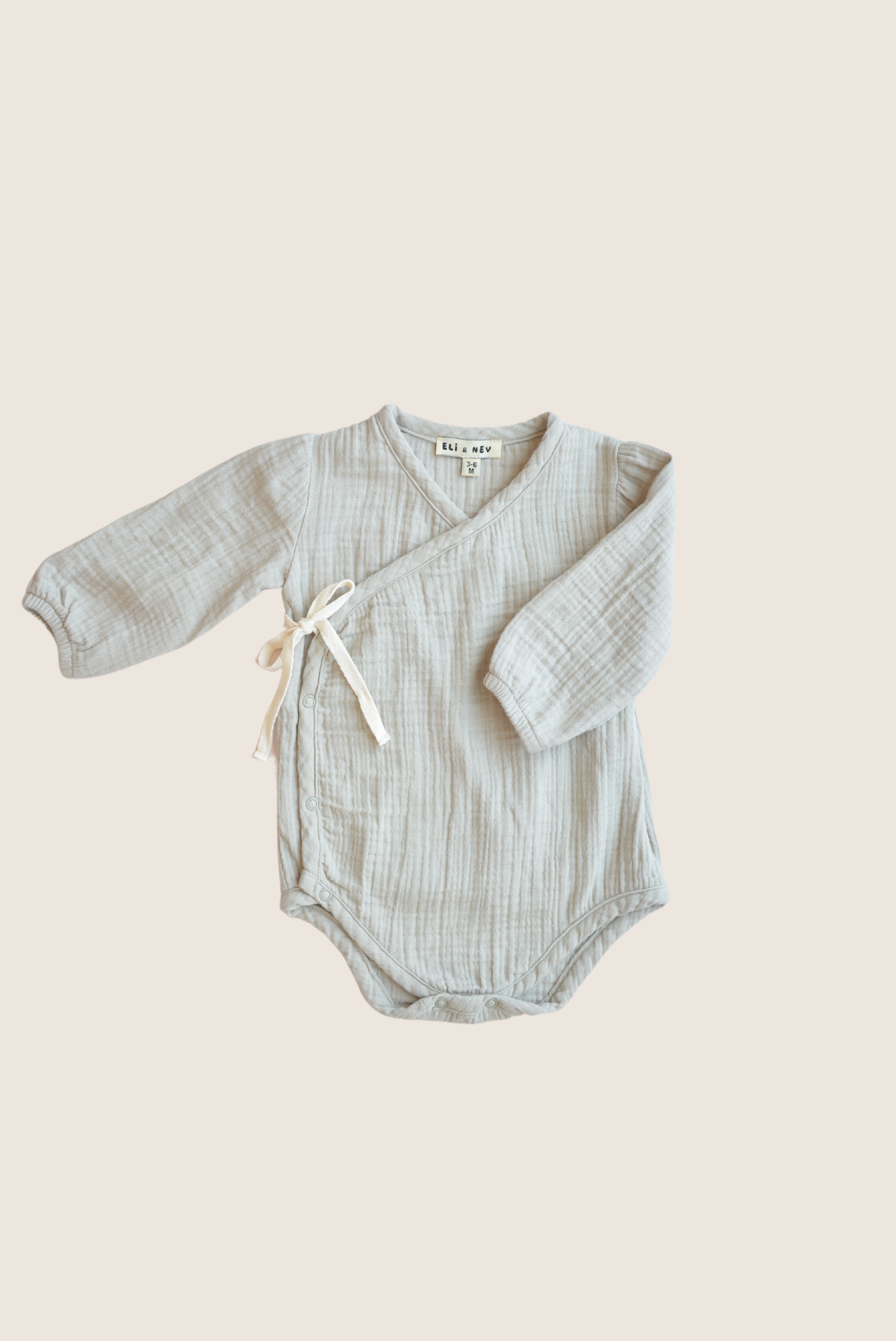 Baby bodysuit 100% cotton muslin - Sage green: 6-9 months