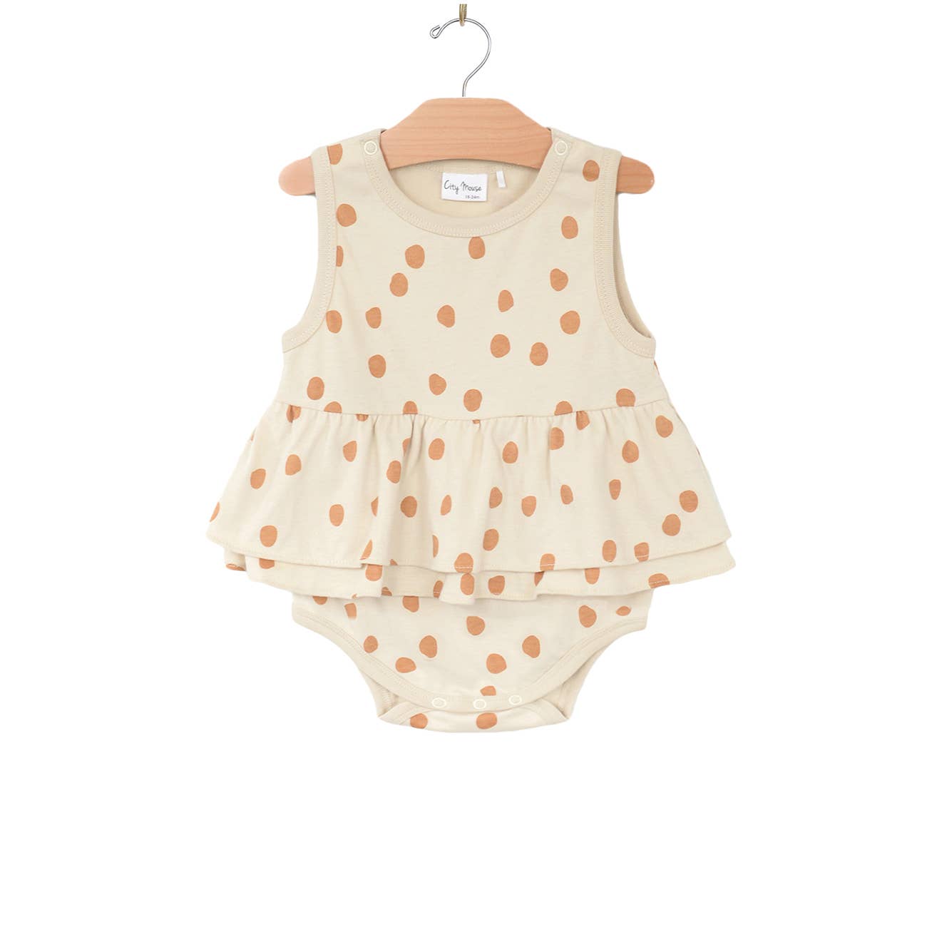 Skirted Tank Bodysuit- Dots- Saffron: 9-12m