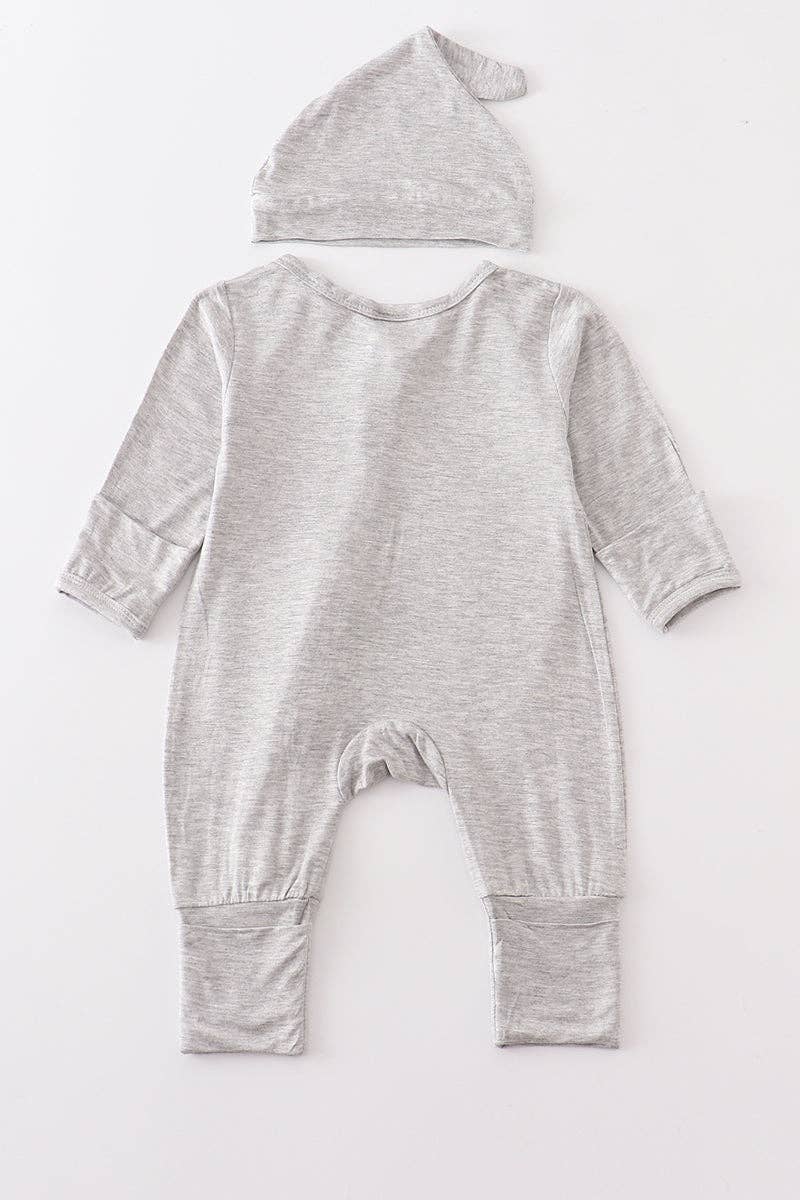 Sand bamboo zipper 2pc baby romper: NB
