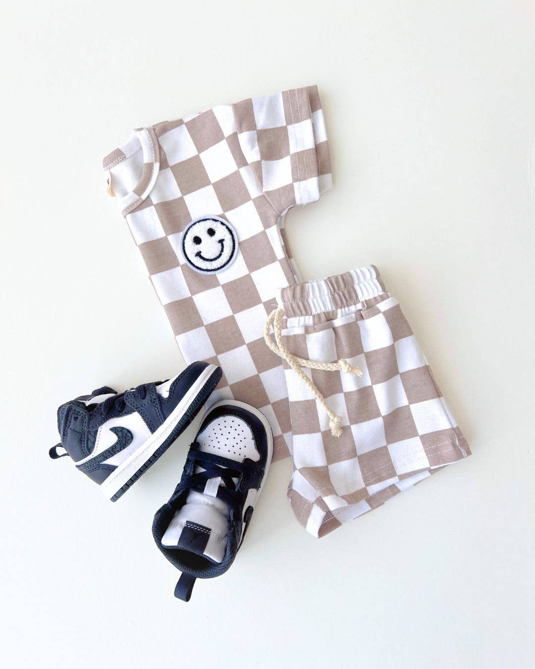 Checkered Shorts Set | Latte: 5T