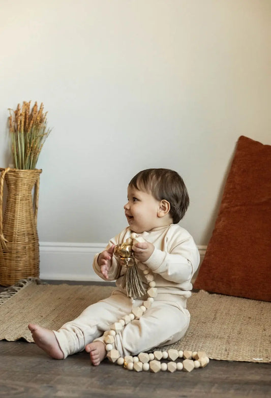 Organic 2 piece set Sweatshirt + pants neutral tracksuit: 2T / Beige