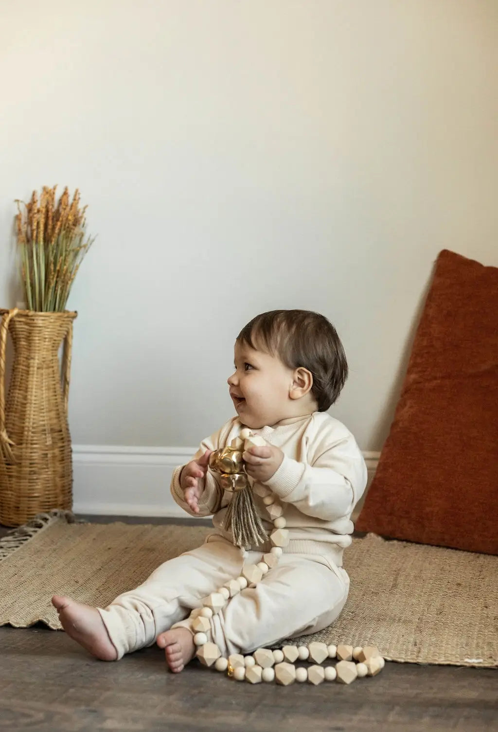 Organic 2 piece set Sweatshirt + pants neutral tracksuit: 18-24 month / Beige