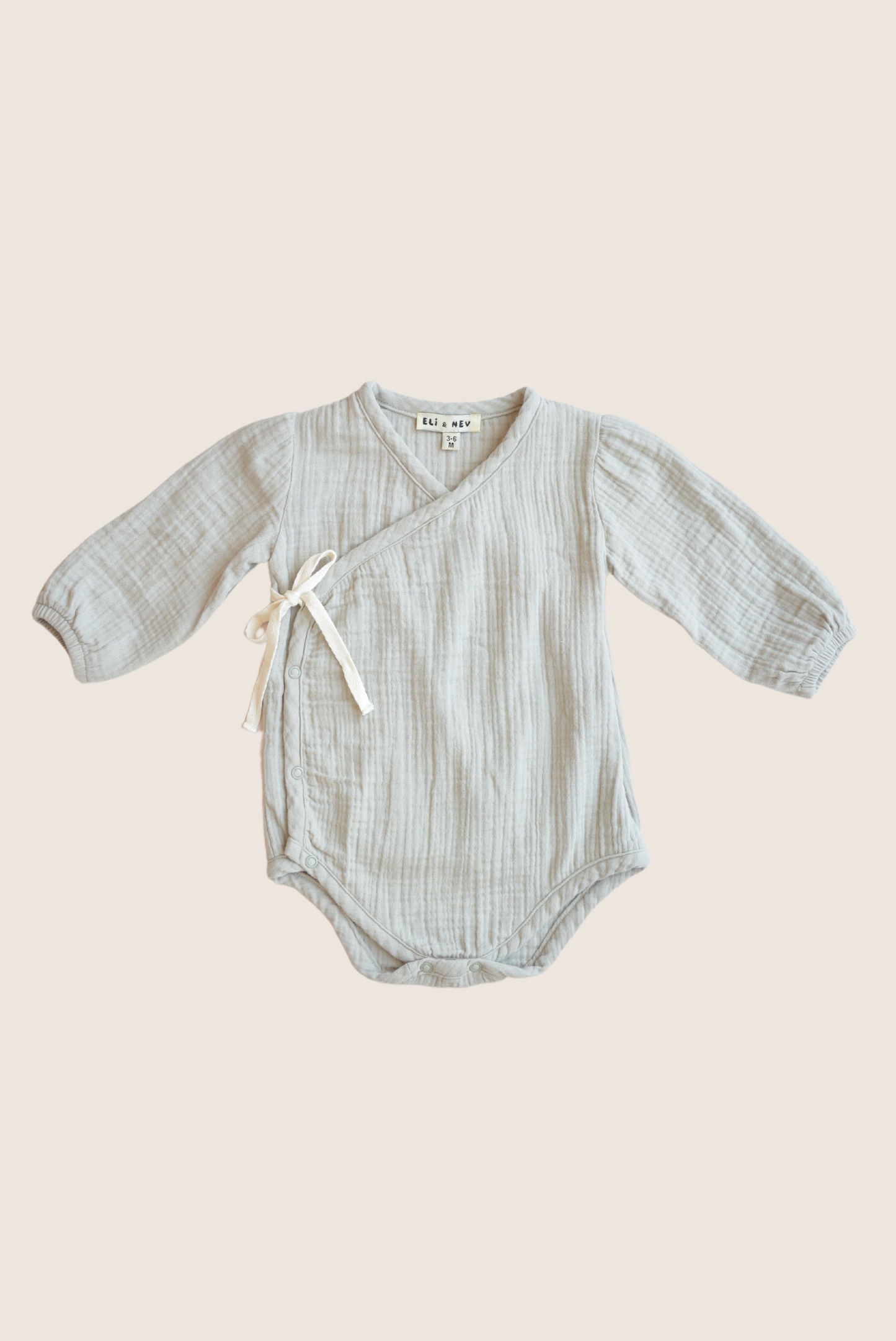 Baby bodysuit 100% cotton muslin - Sage green: 0-3 months